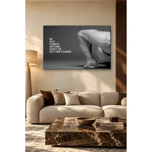 Impresión en lienzo con cita de Fida Black and White Push-Up Arm 'No Rest' - Product Image 2