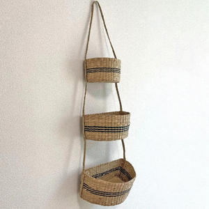 Cesta de frutas de hierba marina tejida, cestas colgantes de hierba marina, contenedor funcional para almacenamiento de verduras - Product Image 1