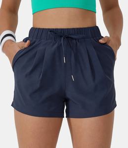 Pantalones cortos deportivos de verano con logotipo personalizado para mujer, pantalones cortos elásticos de cintura alta para correr en la playa, ropa de gimnasio, pantalones cortos lavados en caliente - Product Image 1