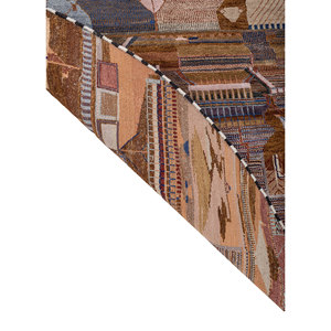 Alfombra Geométrica Grande Freedom Manchaha de Lana y Seda de Bambú, Anudada a Mano, en Rojo y Naranja, para Hogar y Pasillo - Les-8389 - Product Image 5