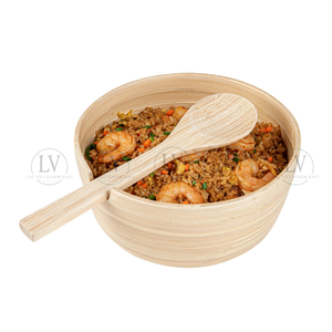 Wholesale Customized Logo Eco-friendly Handcrafted Spun Bamboo Salad Bowl Serving Spoon Set Kitchen <b>Utensils</b> Made in Vietnam - Product Image 5