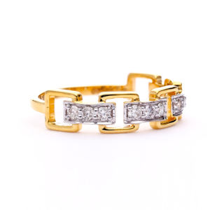 Anillo de Eslabones Cuadrados Geométricos de Nueva Tendencia - Anillo de Moda Dorado de Dos Tonos - Product Image 5