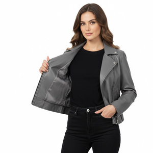 Chaqueta de cuero de alta calidad para mujer OEM proveedor de fábrica al por mayor hecho a medida elegante slim fit biker prendas de vestir exteriores moda moderna - Product Image 6