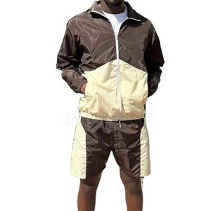 ชุดเสื้อกันลมแบบสั้นสำหรับผู้ชายชุดกันลมลำลองสีพื้นชุดสั้นมีซิปสำหรับฤดูหนาวใหม่ - Product Image 1