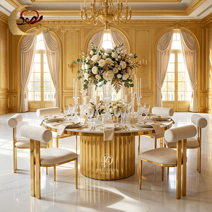 Table à manger ronde élégante en acier inoxydable moderne pour les mariages, les banquets, les hôtels, les événements à domicile et en appartement - Personnalisable - Product Image 1