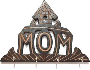 Llavero de madera, colgador de llaves de madera con diseño de mamá, colgadores-Llaveros de pared-Gancho de llave para casa con 7 ganchos - Product Image 5