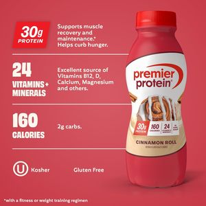 Premier <b>Protein</b> Shake, Cinnamon Roll, 30g <b>Protein</b>, 24 Vitamins & Minerals to Support Immune Health, 11.5 fl oz, 12 Pack - Product Image 5