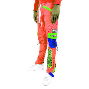 Coupe-vent Orange pour homme, pantalon à poche Cargo, pantalon en Nylon et cordon de serrage sur mesure - Product Image 2