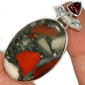 Colgante de plata granate hecho a mano, Gema Natural, joyería hecha a mano, ovalada - Product Image 3