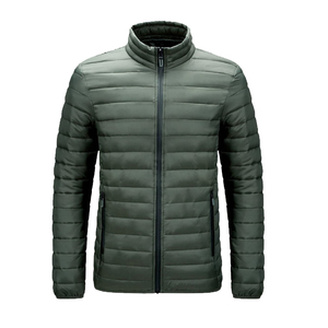 Chaqueta acolchada con cremallera de invierno de tela de burbuja de color sólido - Product Image 6