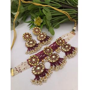 Impresionante Juego de Collar y Aretes Chapados en Oro de Alta Calidad para Bodas, Colección de Ropa Tradicional para Mujer - Product Image 1