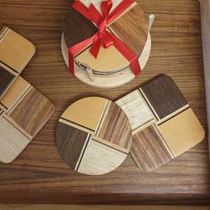 Premium Maple Walnut Coasters Round Wooden Coffee and <b>Beer</b> <b>Mats</b> & Pads Elegant Walnutt Wood Coasters - Product Image 4