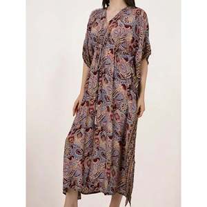Women's Luxury Boho Chic Summer Maxi Dress Silk Blend Long <b>Kaftan</b> Loose Fit <b>Beach</b> Coverup Elegant Lounge Wear - Product Image 6