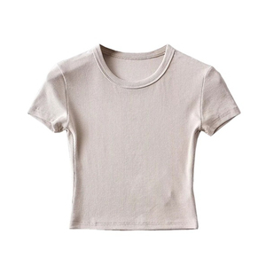 Venta al por mayor de camisetas de verano para mujer Fitness Sports Crop Top Camisas ligeras de algodón de lujo para las mujeres - Product Image 3