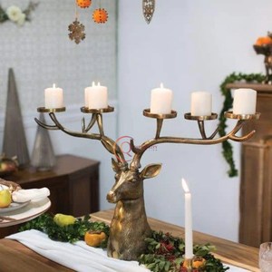 Candélabre en métal doré de conception créative décoration de mariage pot de bougie en aluminium à 6 bras avec une excellente qualité motif unique de nouveau look - Product Image 2