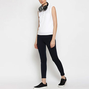 Venta al por mayor sin mangas para Polo Camiseta para mujer Patrón sólido de moda Camiseta de punto Venta en línea Precio razonable - Product Image 5