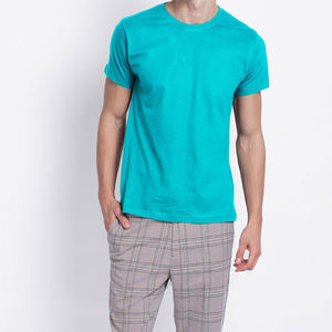 เสื้อยืดผู้ชายแขนสั้นผ้าคอตตอนสีพื้นพิมพ์ลายโลโก้ได้ตามต้องการสำหรับฤดูร้อน - Product Image 5