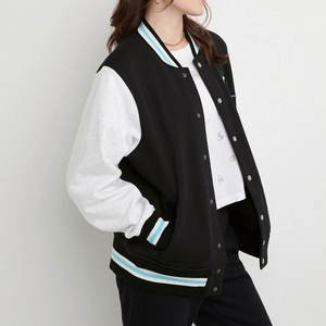 Nuevo diseño de bloque de color personalizado para mujer, chaqueta universitaria corta para mujer, cierre de cremallera, precio asequible, chaqueta universitaria corta para mujer, OEM - Product Image 5