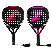 Raquette de padel en fibre de carbone JAS 3K, noyau en EVA blanc de 38 mm, 360 g, surface hybride en forme de larme, finition brillante laser, sangle de poignet réglable, OEM