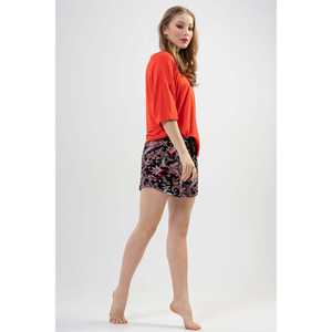 Conjunto de Falda y Pantalones Cortos Ovalados con Cuello en V y Hombros Descubiertos de Manga Corta Lyc Worteks para Mujer - Product Image 4