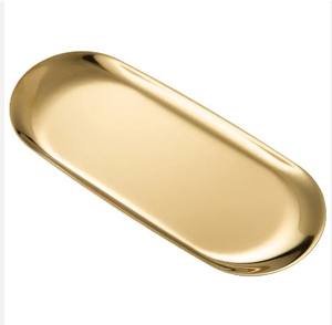 Plateau de service rond en laiton moderne avec un design élégant, plateau décoratif multifonctionnel pour servir les aliments, plateau en métal personnalisable à vendre - Product Image 2