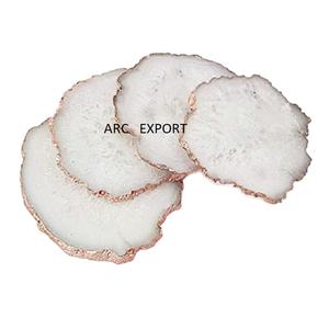 Agate Made of <b>Marble</b> Simple Designer Tea Coaster With Golden Color Border <b>Table</b> Decorating Fancy Tea and <b>Coffee</b> Coaster for Sale - Product Image 1