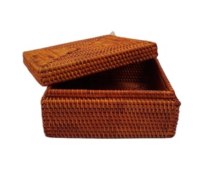 High quality handwoven wholesale set of 2 <b>trays</b> rectangle rattan <b>tray</b> with handles for home storage & organization from Vietnam - Product Image 1