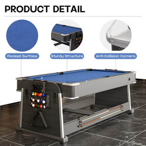 Table de billard multi-jeux Xikuno personnalisable – Table combinée billard, repas et divertissement - Product Image 2
