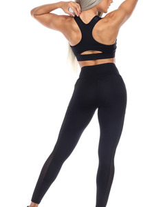 Breathable 2PCS <b>Women</b> Yoga Set Fitness Workout Gym Clothing <b>Black</b> Sportswear Suit Custom Logo Made in Pakistan 2025 - Product Image 4