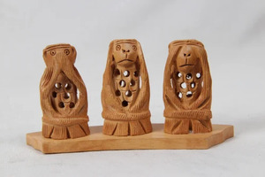 Figura de Mono Gandhi Hecha a Mano en Madera, Estilo Antiguo Pulido, Decoración para el Hogar, Regalo - Product Image 2