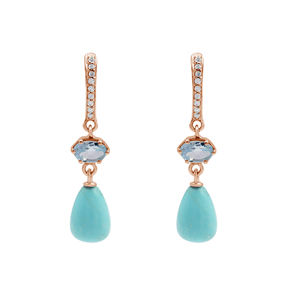 สินค้าเกรดสูง925เงินสเตอร์ลิงสีฟ้าบุษราคัมและพลอยเทอร์ควอยซ์35x8.5x7มม. ต่างหูทรงหยดน้ำและห้อยเครื่องประดับชั้นดี - Product Image 3