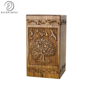 Urna de recuerdo de madera clásica de buena calidad, diseño tallado a mano, capacidad media para exhibición conmemorativa en el hogar - Product Image 2