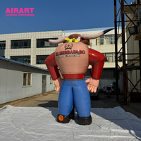Cowboy étrange gonflable réaliste pour l'activité de publicité agricole, personnage de taureau de dessin animé gonflable pour la décoration carrée