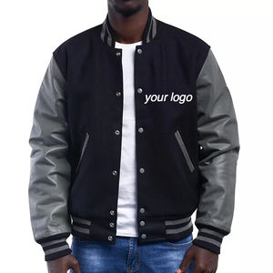 <b>100</b>% Cotton <b>Wool</b> custom Embroidered logo Letterman Baseball Jacket with Leather sleeves Hip Hop Varsity College Jacket for Men - Product Image 1