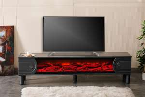 Elegante soporte de TV de madera de estilo europeo con características ajustables Diseño moderno para sala de estar Dormitorio Hogar Oficina Uso al aire libre - Product Image 6