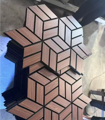Hot Sale Hexagon Acoustic Wall Panels Solid Wood MDF Soundproof Class Free Samples Drawing Support Design for Villa Application