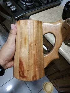 Dark Brown <b>Handmade</b> Oak Ceramic Beer <b>Mug</b> Men's Souvenir with Wooden Box Vintage Style for Beer Lovers - Product Image 5