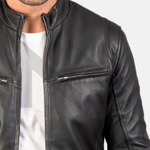 Vestes pour hommes Veste en cuir pour hommes personnalisée de haute qualité avec col montant Meilleur style et vente en gros Veste en cuir - Product Image 6