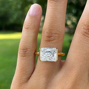 Bague de fiançailles et de mariage en diamant de laboratoire radiant certifié IGI de 3,00 carats, forme demi-bélière, unisexe, or 14K/18K, cadeau direct d'Inde - Product Image 1