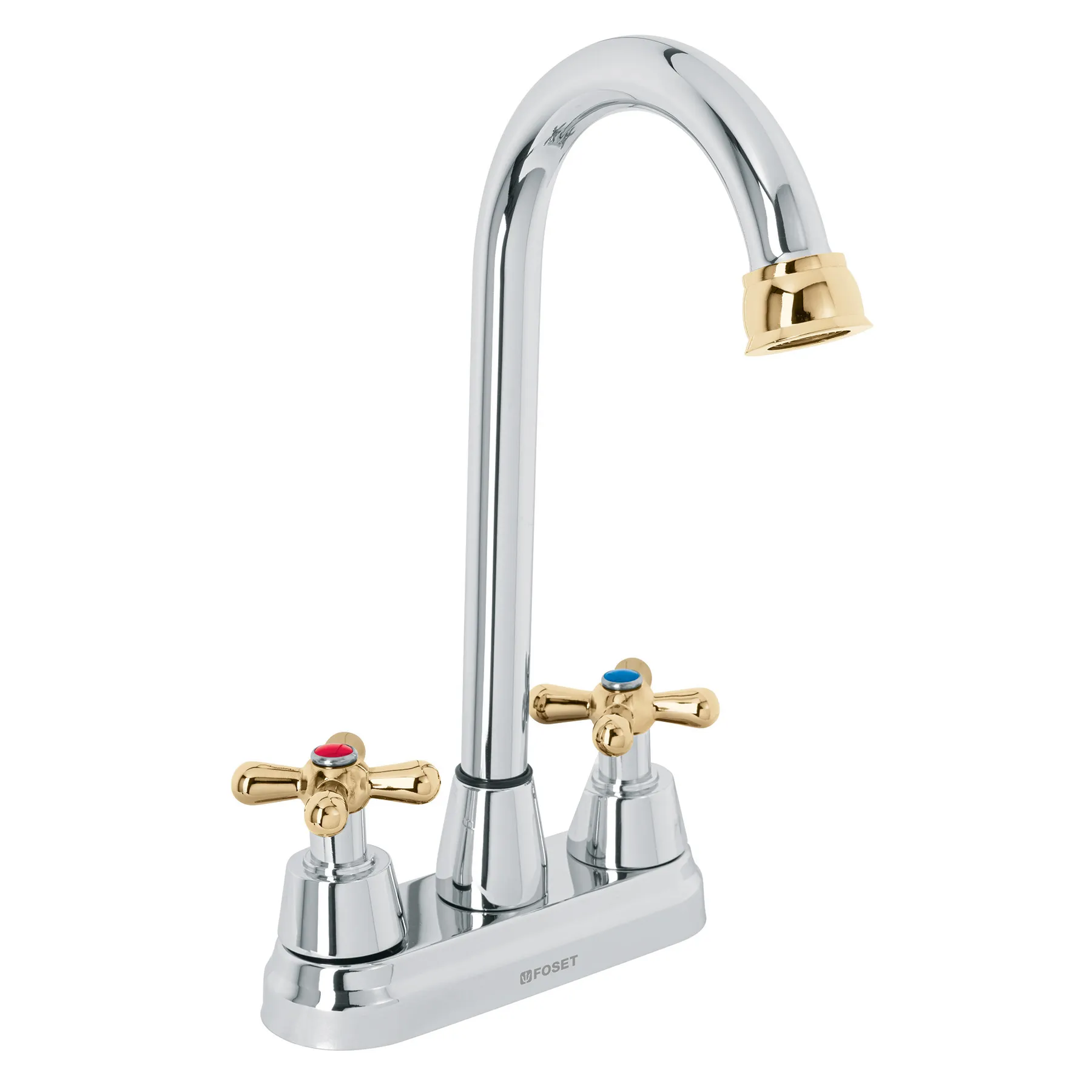 Aqua 4' Chrome-Gold Bar Type Crosshead Washbasin Mixer Box Set of 2 Units Sanitary Ware Suite