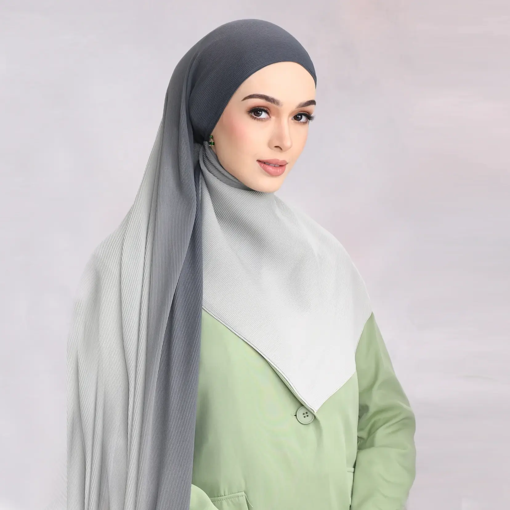 Capa ombré de chiffon estampada, luxuosa, feminina, de inverno, hijab, xale, envoltório