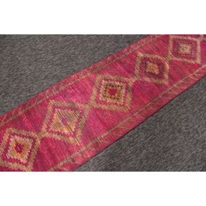 Tapis turc vintage 2,3x9,6 pi (70x292 cm), tapis géométrique Herki rose orange - Product Image 3