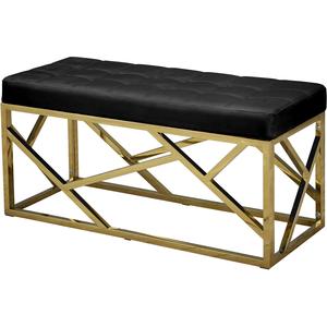 Banc de meubles de luxe en plaqué or en cuir PU Design moderne Console incrustation d'os en métal Décoration intérieure Chambre Quantité en vrac Prix - Product Image 2