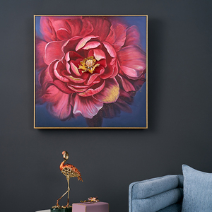 RORO 87x87x5.5CM Usine En Gros Nordique Doré Art Abstrait Fleur Mur Émail Artisanat <span class=keywords><strong>Pivoine</strong></span> Salon <span class=keywords><strong>Peinture</strong></span> Décorative - Product Image 1