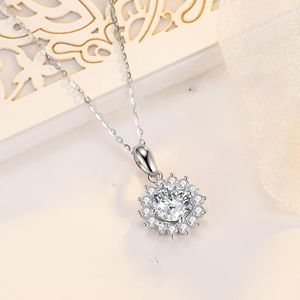 Pendant <b>Necklace</b> <b>for</b> Women, Sunflower 18K White Gold Plated Silver Diamond <b>Necklace</b> Gift <b>for</b> <b>Wife</b> Mother Her - Product Image 1