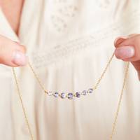Collier statement hip-hop en argent sterling 925 massif plaqué or avec pierre précieuse tanzanite violette véritable, chaîne à maillons, bijoux fins