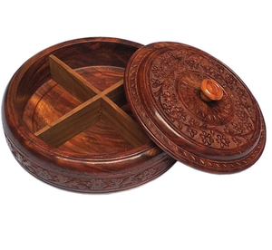 Vajilla Caja Masala Diseño Artesanal Caja de Especias Masala Dani Caja de Especias de Madera Redondeada con Cuchara - Product Image 6