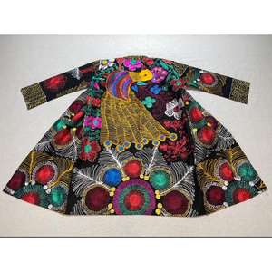 เสื้อโค้ทลำลองฤดูใบไม้ร่วงฤดูหนาวแจ็คเก็ตยาวปักด้วยมือสไตล์อินเดีย Boho uzbek แคชเมียร์ซูซานิกิโมโนกระดุมพิเศษสำหรับเทศกาลคริสต์มาส - Product Image 1