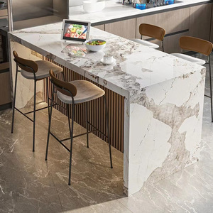 Modern Simple Eco-friendly Fireproof Wooden Modular Classic Design bar Counter Home Island <b>Sink</b> <b>Kitchen</b> Workbench Light White 3D - Product Image 4