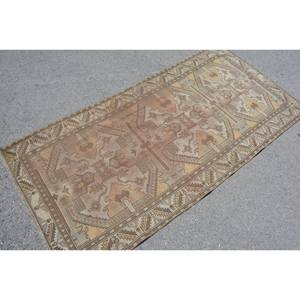 <b>Vintage</b> Turkish <b>Rug</b> Large 3.1 X 6.5ft Rectangle Abstract Wool Latex for Hallway Room Decor Brown Beige Patchwork Area <b>Rug</b> - Product Image 2
